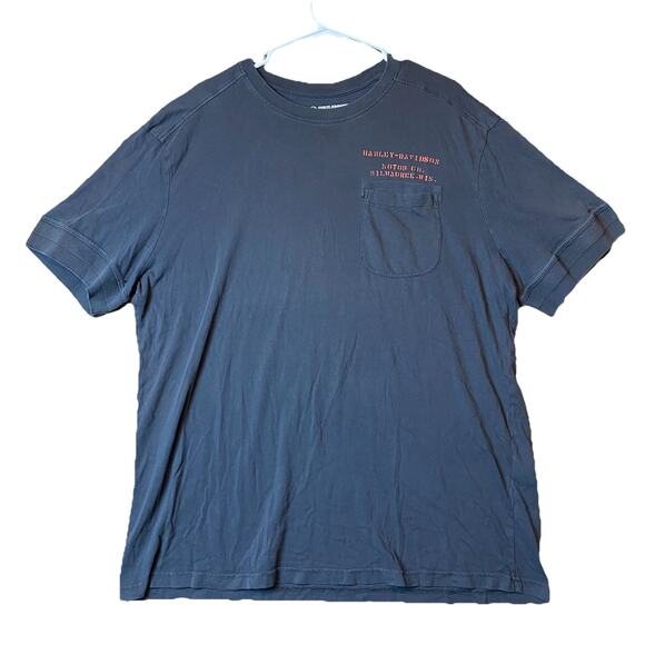 Harley-Davidson Motor Co. Milwaukee Pocket T-Shirt XL Gray Distressed Wear - Picture 1 of 11